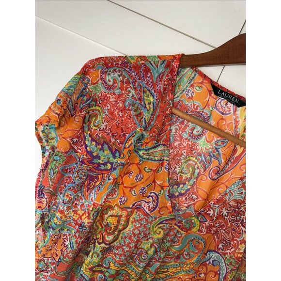 RALPH LAUREN 🌸 SHEER BOLD PRINT / BLOUSE / COVER UP - Picture 5 of 16